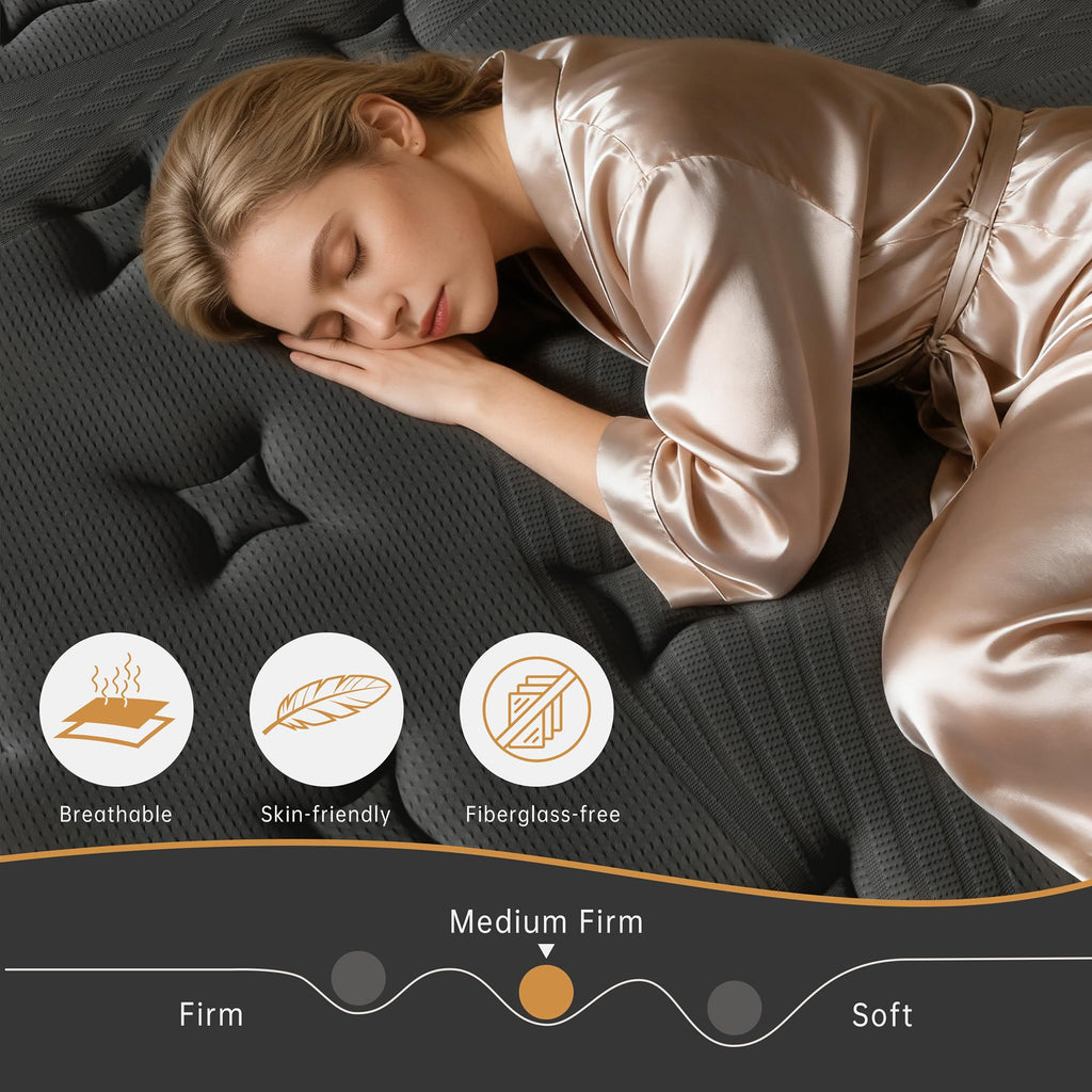 Queen Size 12 Inch Hybrid Memory Foam Pocket Spring Medium Firm Mattress V2712