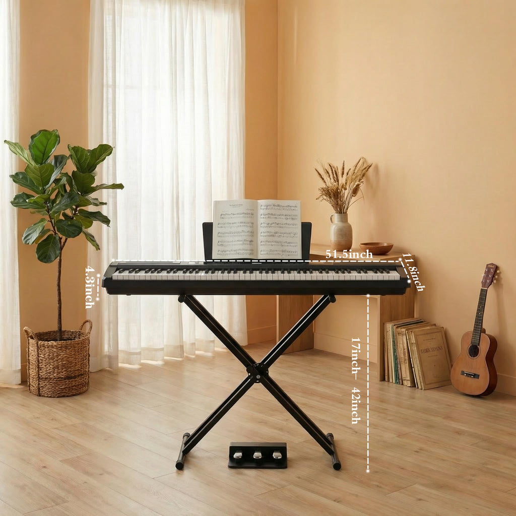 88 Key Weighted Hammer Action Digital Piano with Stand and 3 Pedal Unit W2176