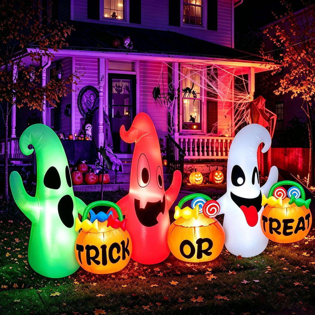 8 Ft Halloween Inflatable Ghosts Decoration E7702