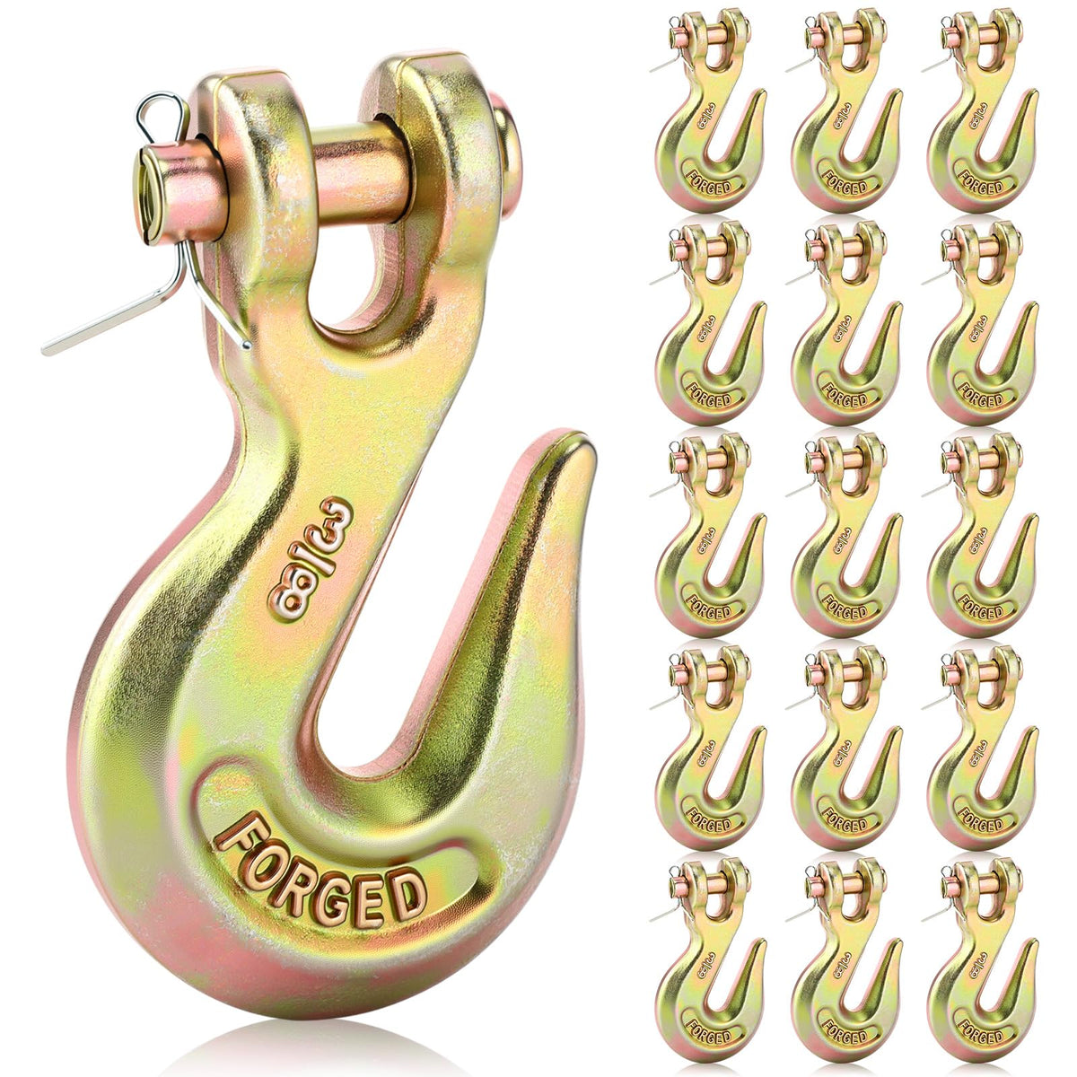 15 Pack 3/8 Inch Grade 70 Forged Steel Clevis Grab Hooks I484698
