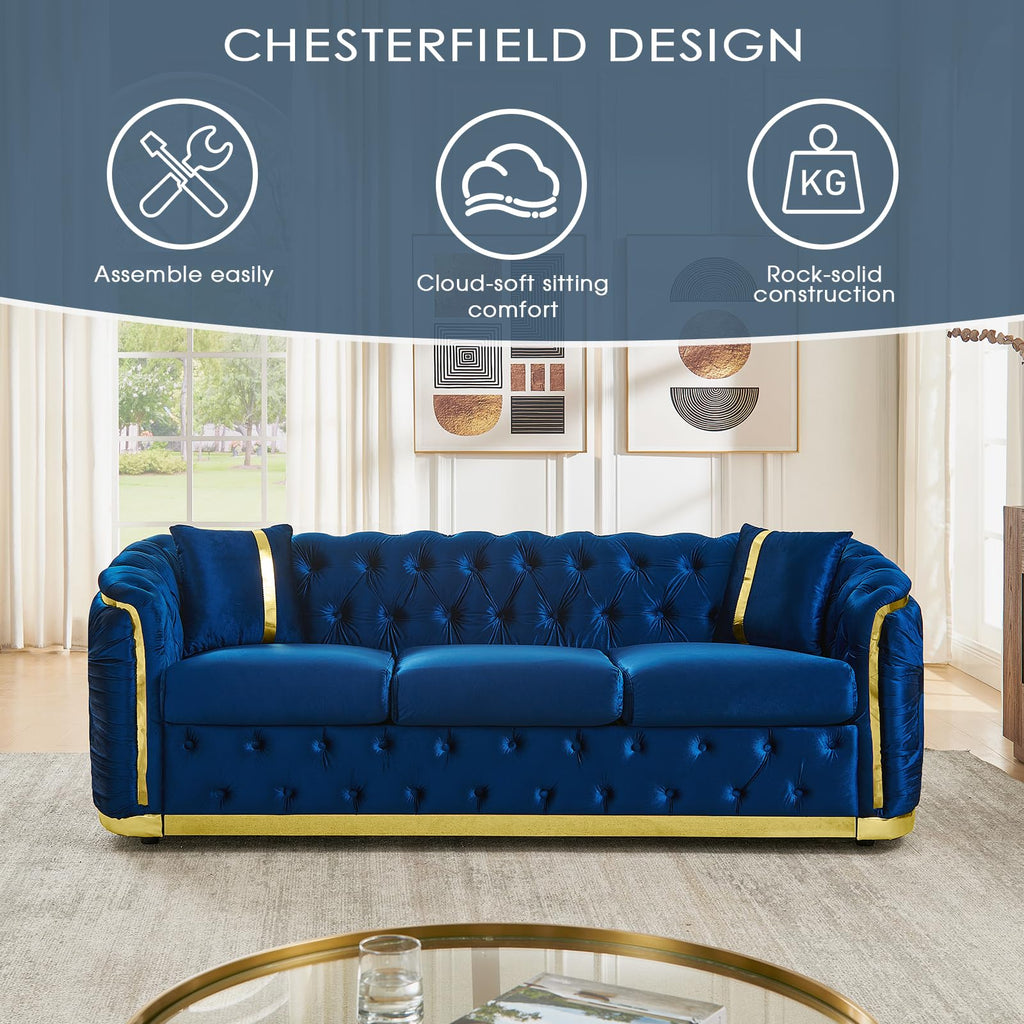 Velvet Button Tufted Chesterfield Sofa Set M61006