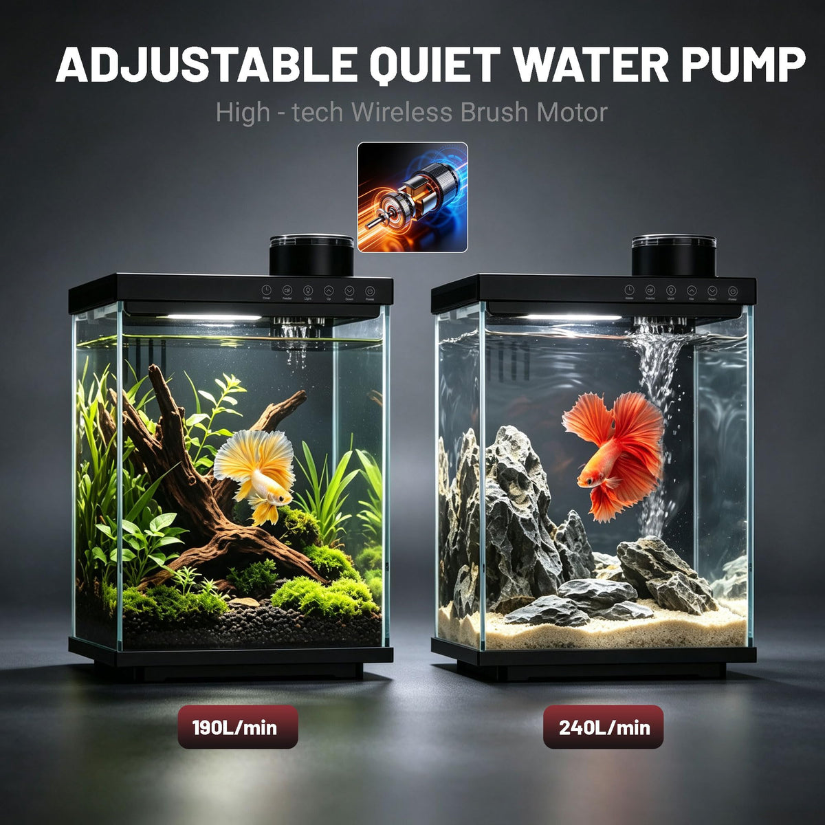 4 Gallon Ultra-Clear Glass Aquarium Kit with Auto Feeder U8685