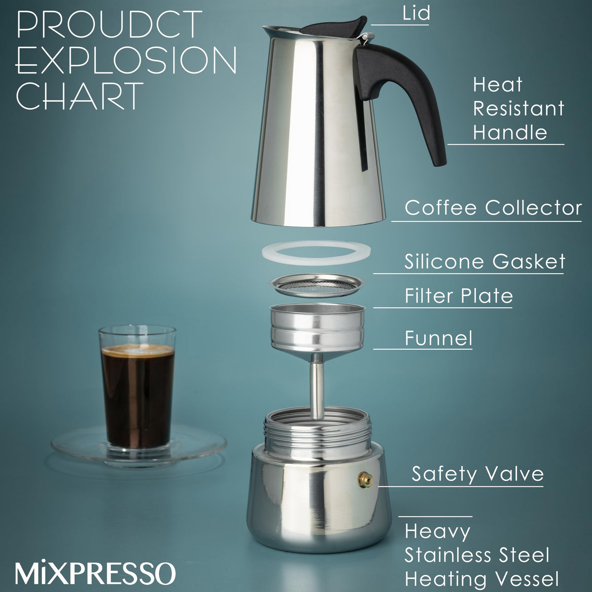 9 Cup Stainless Steel Moka Pot L895821
