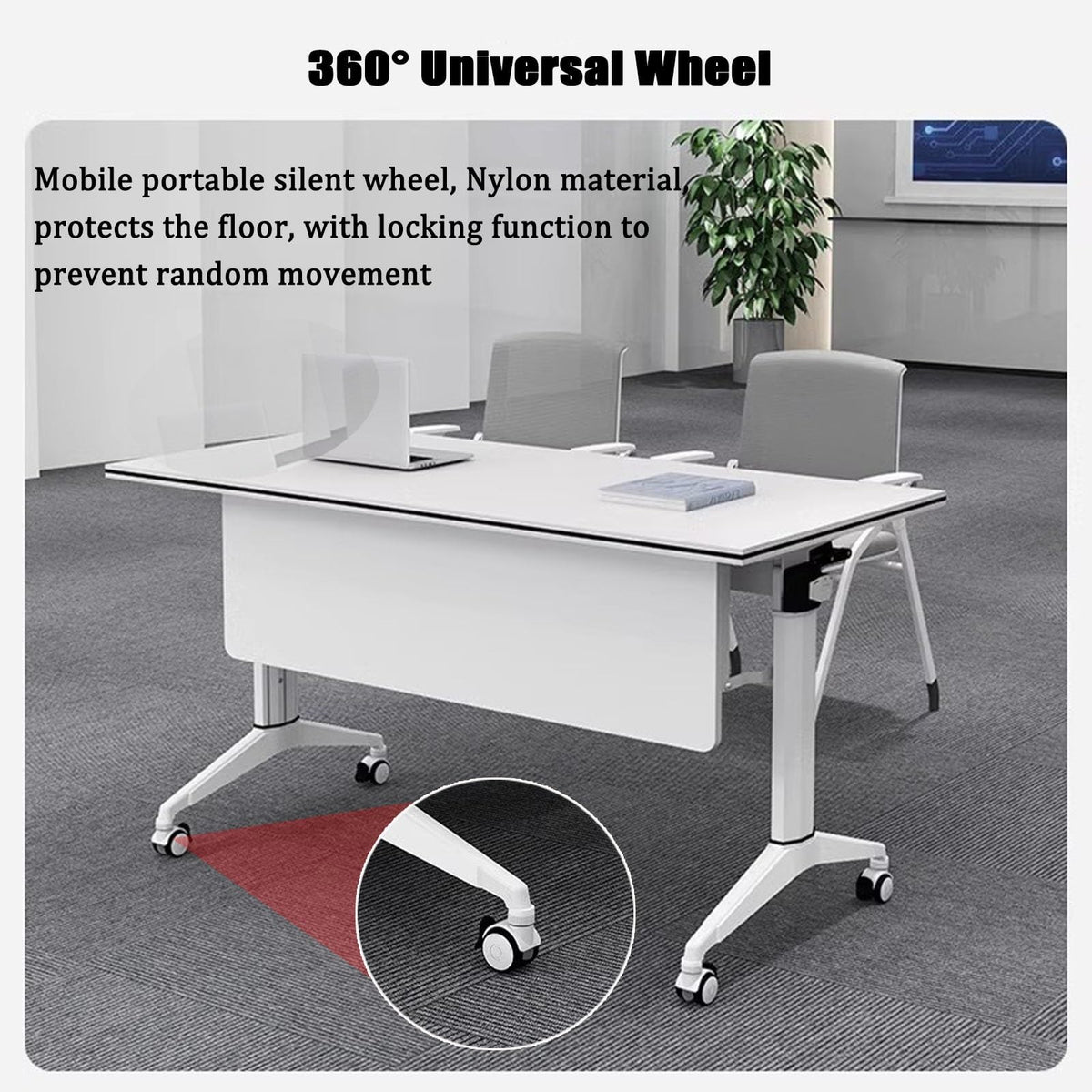 Wooden Folding Table with 360° Wheels W6723
