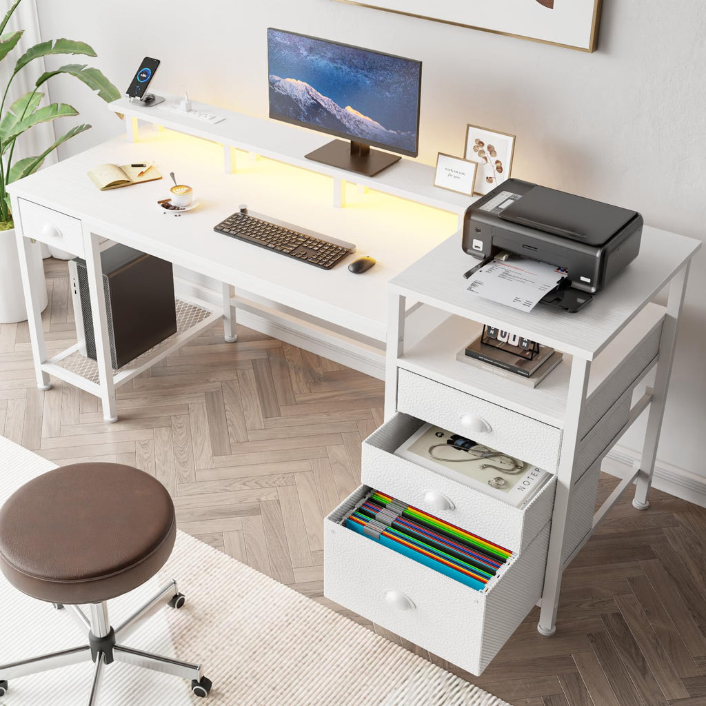 White Computer Desk with 4 Drawers P271722