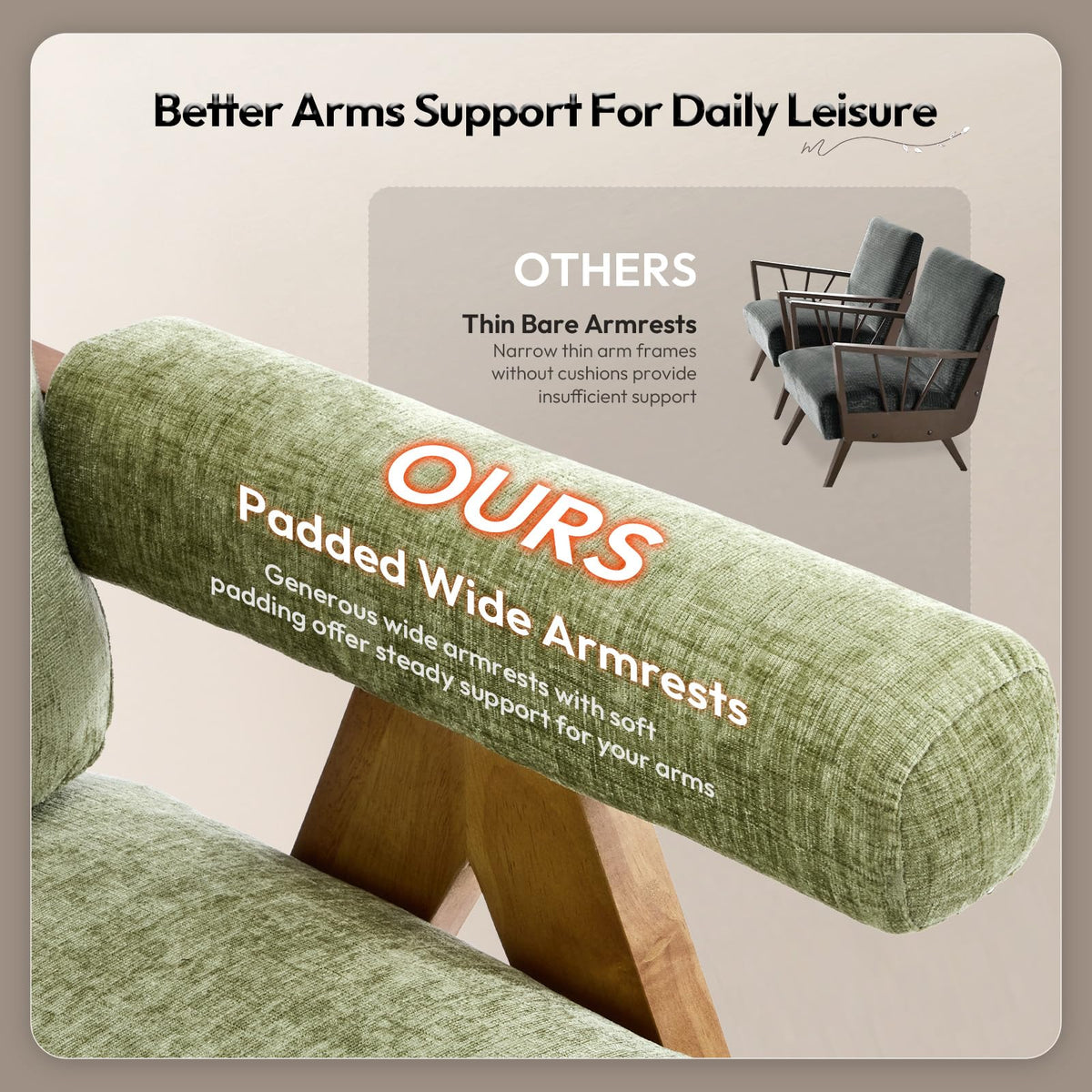 Olive Green Mid-Century Wood Accent Chair Set of 2 Q6134