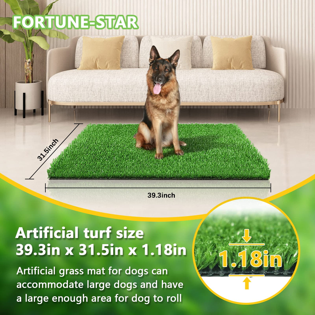 39.3 in X 31.5 in Reusable Artificial Grass Pad for Dogs L421