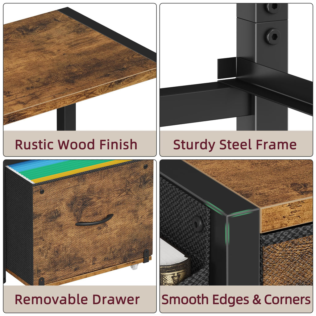 File Cabinet with 2 Fabric Drawers and Printer Stand C8878