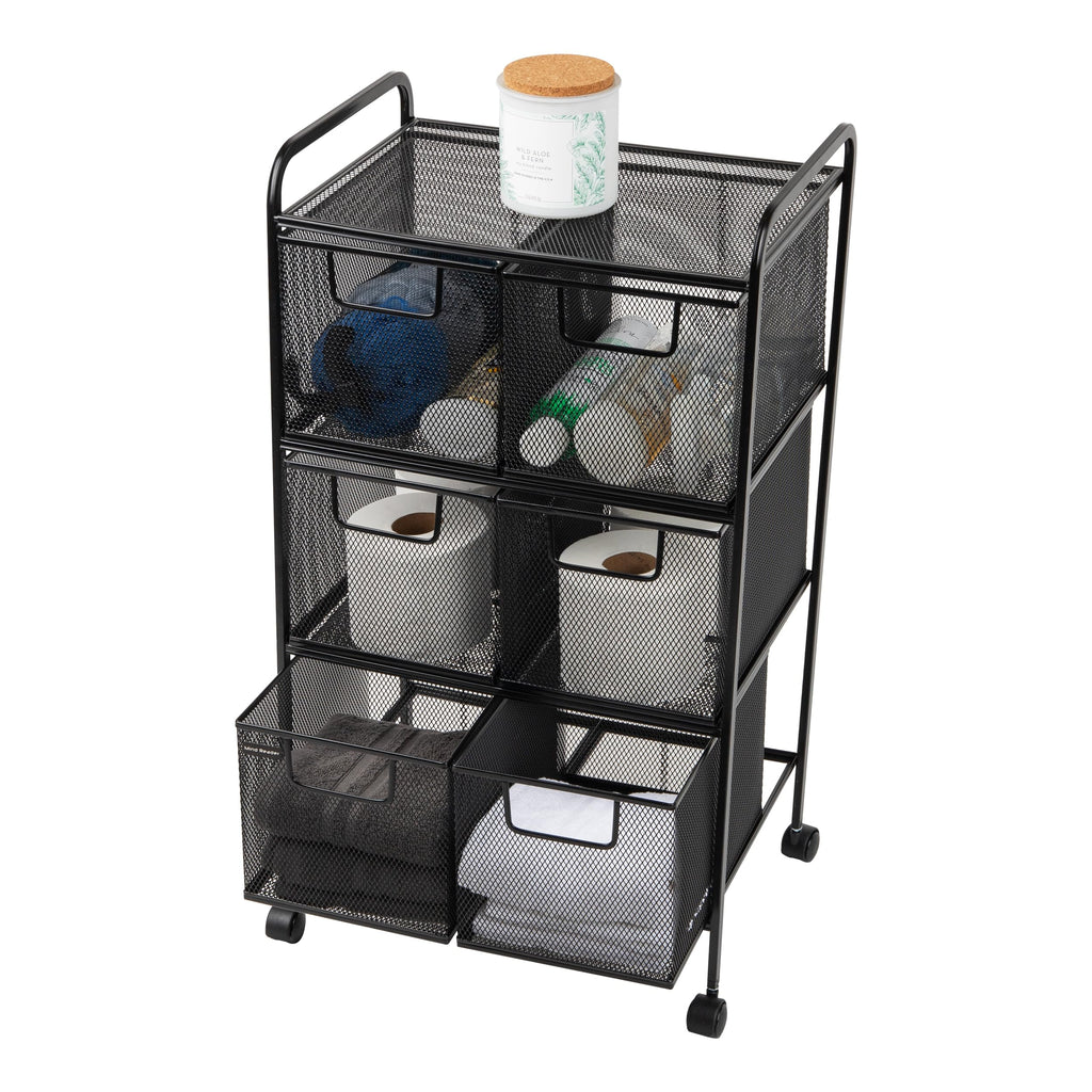 Black Rolling Cart with Drawers A879974