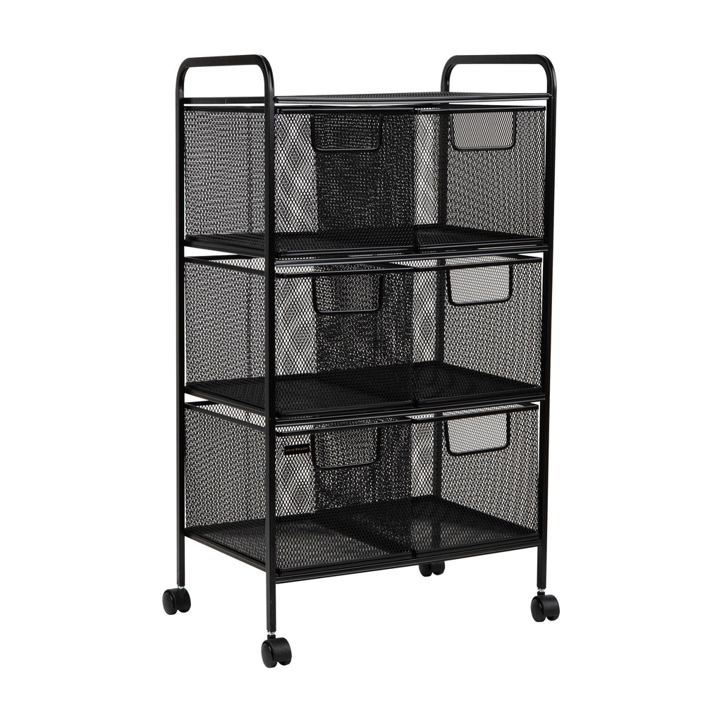 Black Rolling Cart with Drawers A879974