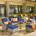 6 Piece Outdoor Patio Furniture with 3 Seat Sofa and Ottoman J4127