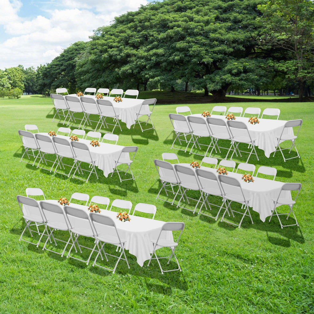10 Pack White Plastic Folding Chairs with Steel Frame T67898