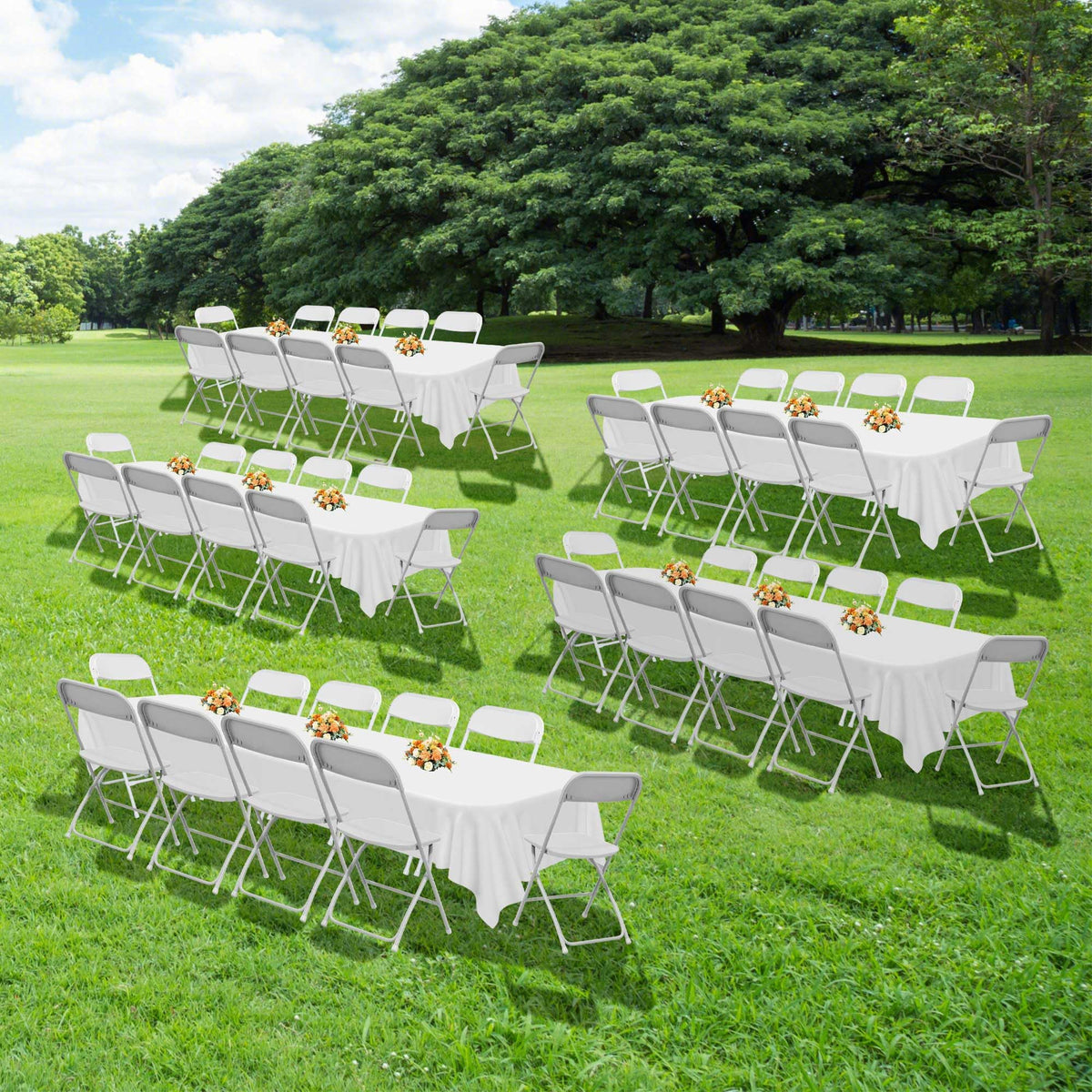 10 Pack White Plastic Folding Chairs with Steel Frame T67898