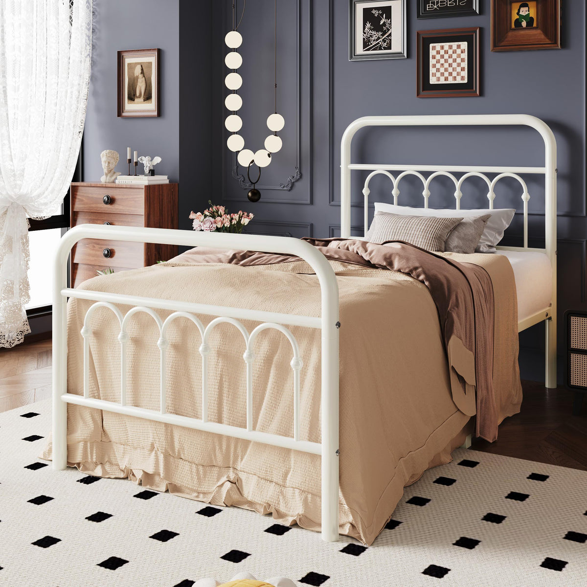 Twin Size Metal Platform Bed Frame with Headboard T859