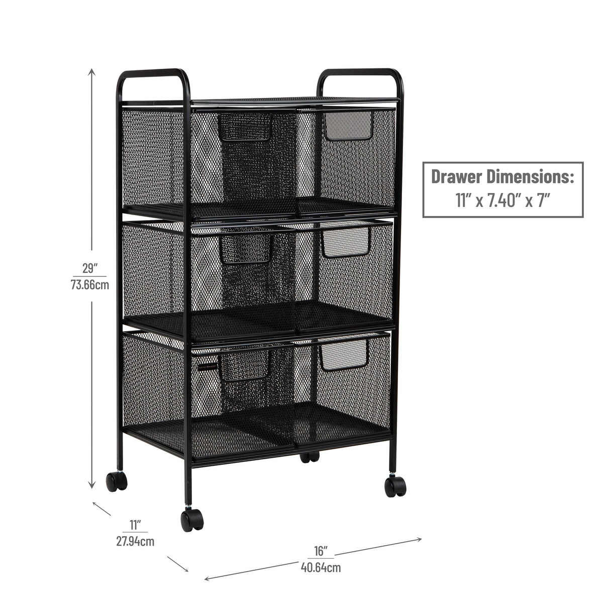 Black Rolling Cart with Drawers A879974