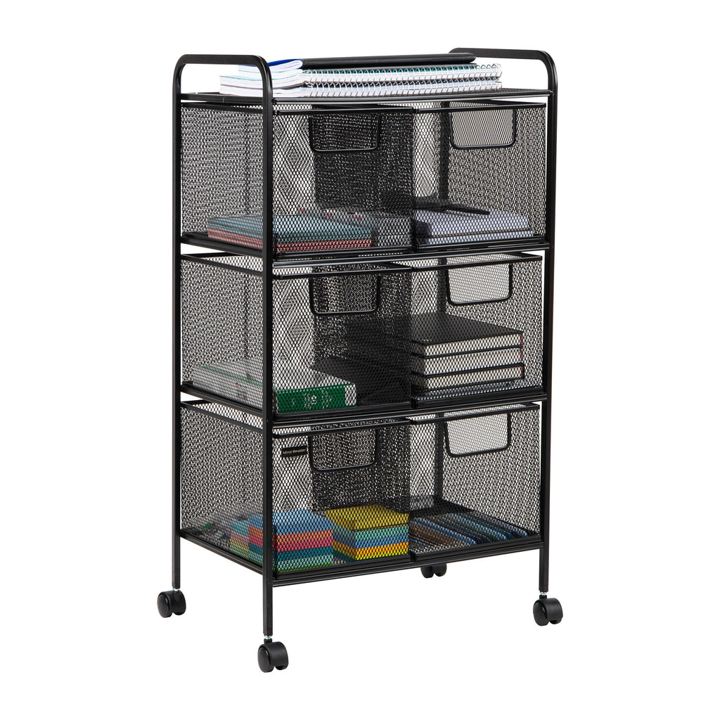 Black Rolling Cart with Drawers A879974