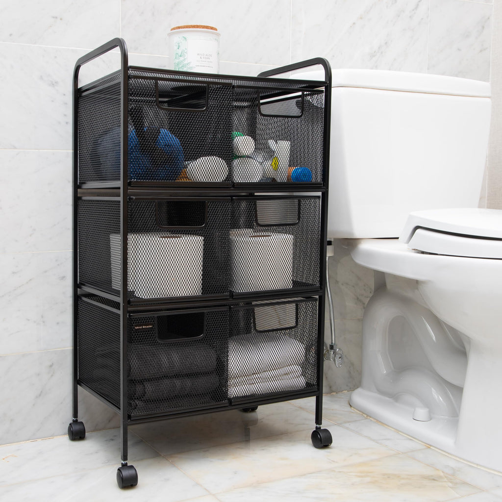 Black Rolling Cart with Drawers A879974