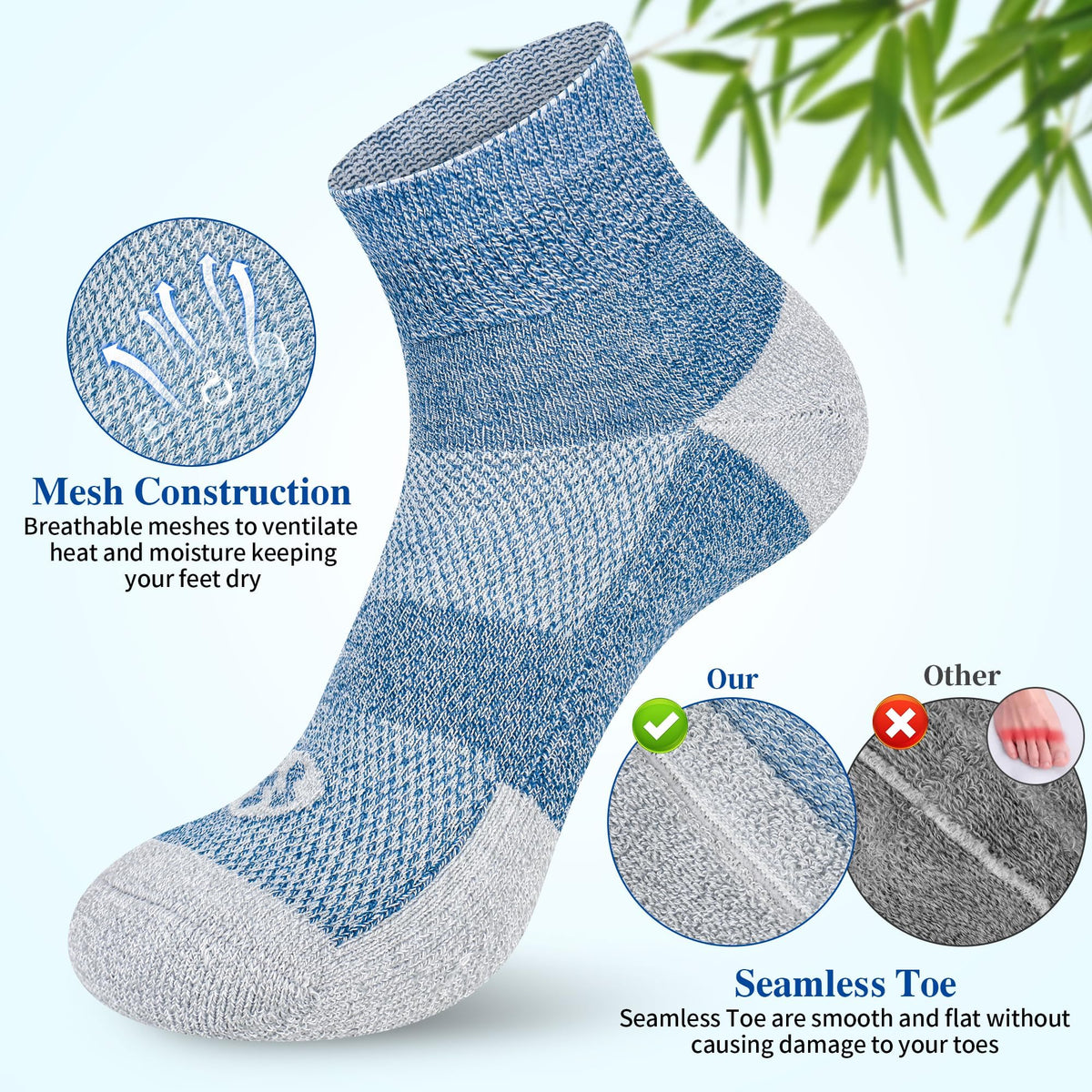 Diabetic Socks for Men, 10 Pairs Ankle & Low Cut Size 9-15 N613027