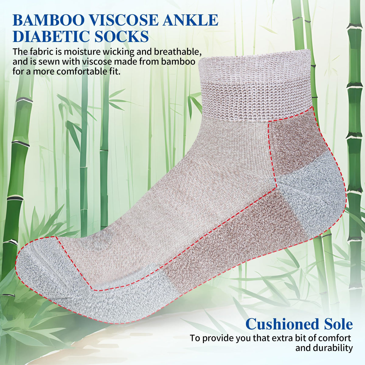 Diabetic Socks for Men, 10 Pairs Ankle & Low Cut Size 9-15 N613027
