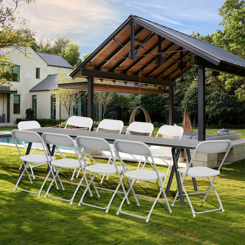 10 Pack White Plastic Folding Chairs with Steel Frame T67898