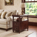 Solid Wood End Table with 2 Drawers and 2-Tier Open Shelf H641