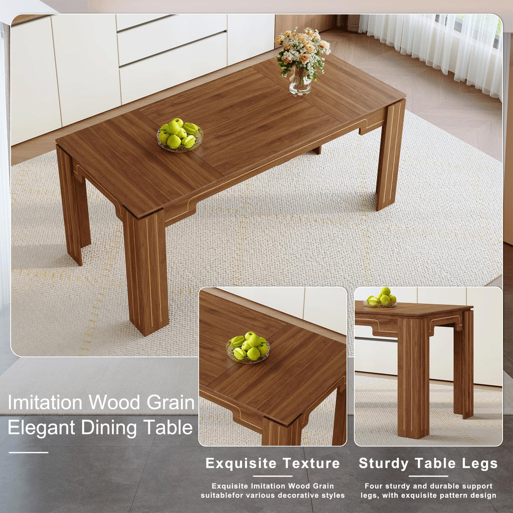 Walnut 9 Piece Dining Table Set with 8 Black Upholstered Chairs V73626