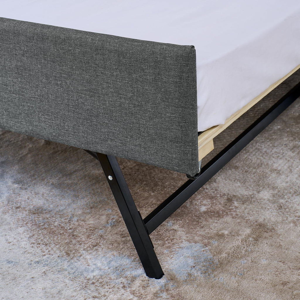 Twin Linen Upholstered Daybed with Pop Up Trundle D6500
