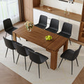 Walnut 9 Piece Dining Table Set with 8 Black Upholstered Chairs V73626