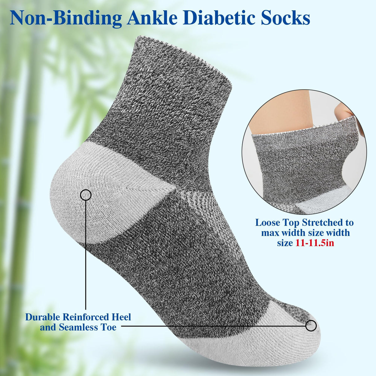 Diabetic Socks for Men, 10 Pairs Ankle & Low Cut Size 9-15 N613027